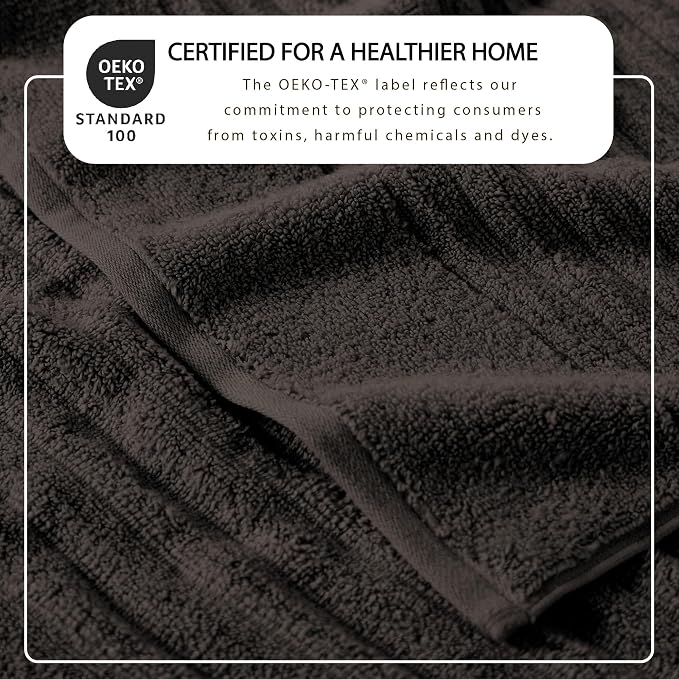 Great Bay Home 6 Pack Hand Towel Set - 100% Cotton Towels - Absorbent & Quick-Dry Towels for Bathroom (Midnight Grey)