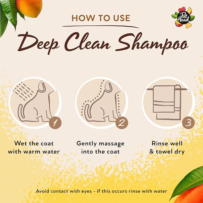Pet Head Ultimutt Clean 3-in-1 Deep Clean Dog Shampoo | Mango Scent | Deeply Cleanses, Deodorizes & Conditions Your Dogs Coat | Eliminates Skunk and Fox Poo | Dog Shampoo for Smelly Dogs | 16 fl. oz.