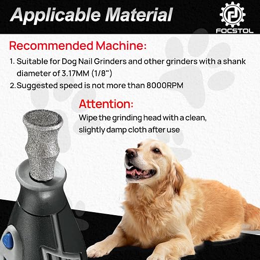Diamond Dog Nail Grinder Bits - FOCSTOL Diamond Rotory Bit for Dogs&Pets, 5pcs 1/8'' Rotary Nail Grinder Bits for Animals Nail Care (Type A+B+C+D+E)