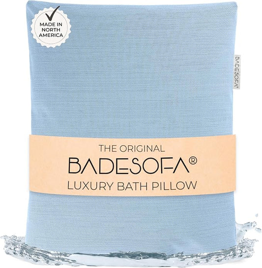 BADESOFA® Luxury Bathtub Pillow L - Large Bath Pillow for Therapeutic Neck and Back Support Quick-Drying - Washable Full Body Bath Tub Cushion - Luxury Spa Cushion in Blue