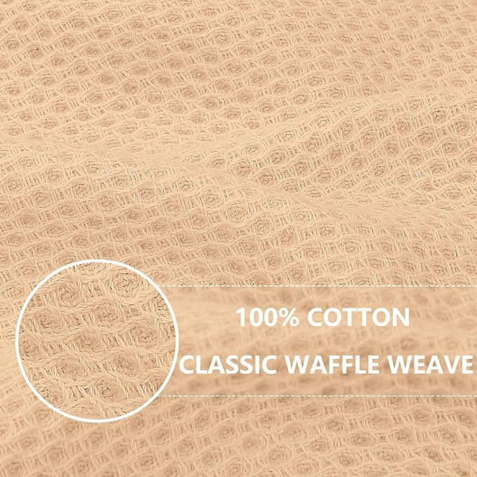 Homaxy 100% Cotton Waffle Weave Kitchen Dish Cloths, Ultra Soft Absorbent Quick Drying Dish Towels, 12 x 12 Inches, 18-Pack, Apricot