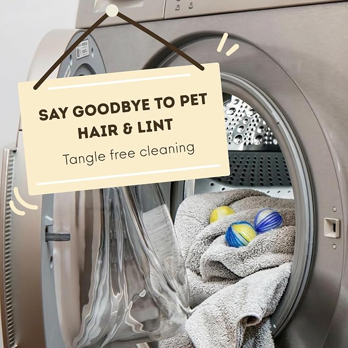 Pet Hair Remover Laundry Bundle - Washable Gel Lint Roller, Wool Dryer Balls, Dog & Cat Hair Catcher Washer Balls & Woven Storage Basket
