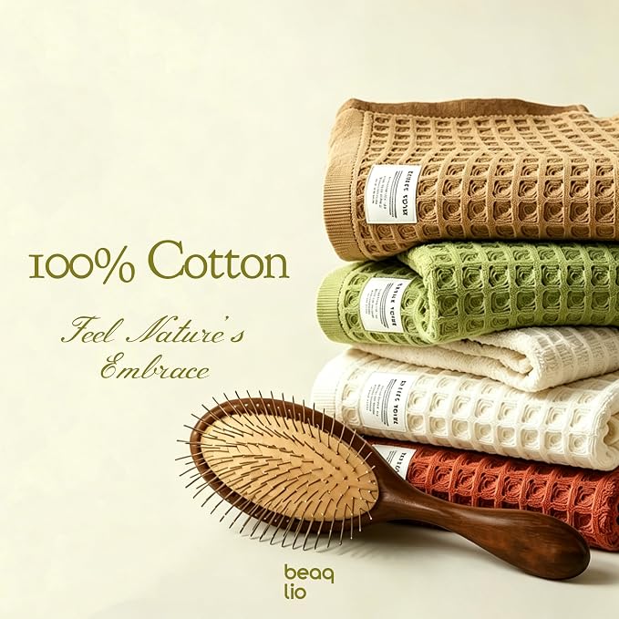 100% Cotton Waffle Towels Set, 4 Pack Bath Towels for Bathroom, 55 * 29'' Quick Dry, Super Absorbent, Soft, Bath Towel Set, Soft Lint-Free Quick Drying Towels Spa Gym, Multicolor