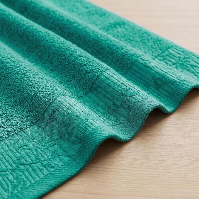 Superior Floral Jaquard Cotton Hand Towels, 4 Pack Towel Set, Turquoise | 0