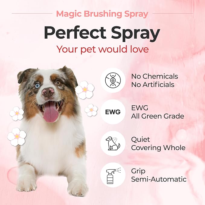 JAYU PET Magic Brushing Spray for Dogs Refill Bottle (5.8fl oz) | Fur Detangler & Dematting Solution, Hypoallergenic Deodorizer, Conditioner & Itch Relief, Shining & Grooming Spray