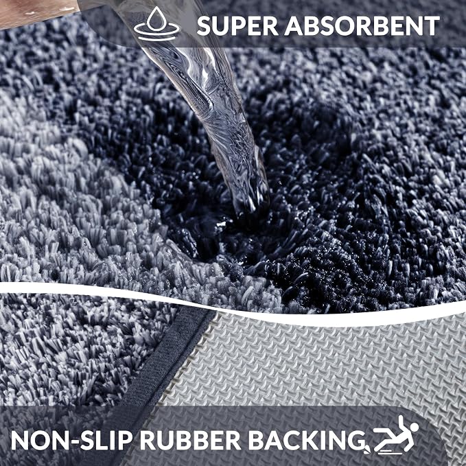 Exclusivo Mezcla Bathroom Rugs Mat 24x47, Extra Soft Non Slip Absorbent Microfiber Bath Rugs, Machine Washable Quick Dry Bath Mats for Bathroom Floor, Shower, Home Decor, Gradient Navy Blue