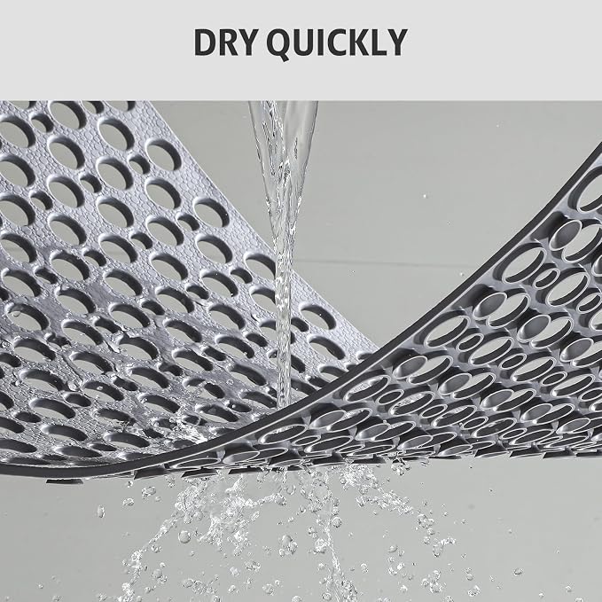 XIYUNTE Shower Mat Non Slip Bath Mat for Tub - 35" x 16" Soft TPE Bathtub Mat Non Slip Shower Mats for Inside Shower, Anti Slip Shower Mat with Suction Cups, Quick-Drying Bath Tub Mat, Grey