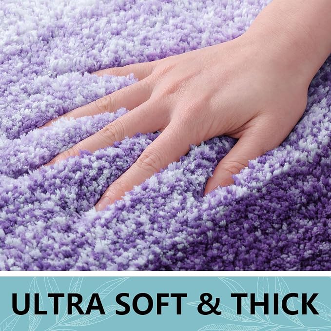 Arotive Microfiber Bathroom Rugs, Shaggy Soft and Absorbent Bath Rug, Thick Plush Machine Washable Dry Bath Mats for Bathroom, Tub and Shower, 44x24, Dark Purple, Rectangular