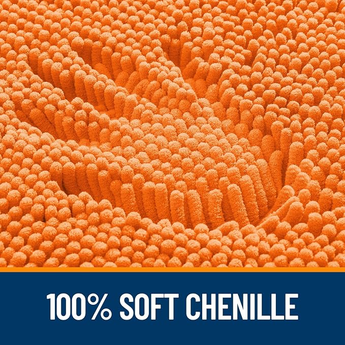 OLANLY Bathroom Runner Rugs 47x24, Extra Soft Absorbent Chenille Bath Rugs, Rubber Backing Quick Dry, Machine Washable Long Bath Mats for Bathroom Floor, Tub and Shower, Home Decor Accessories, Orange