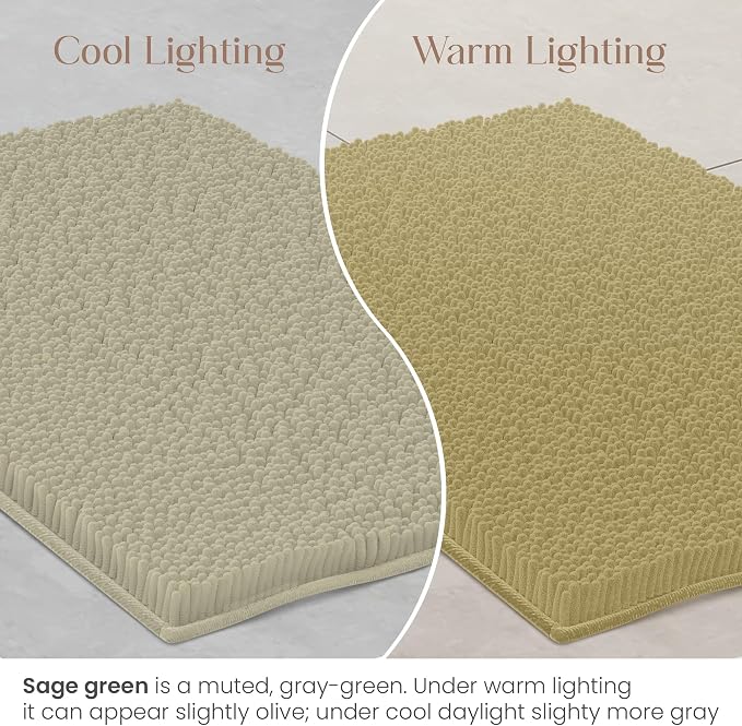 Small Chenille Bath Mats 22"x14", Plush Absorbent Bath Mats Quick Dry, Soft & Machine Washable, Non Slip Carpet for Bathroom, Thick Bathroom Rugs, Shower Restroom Rug Mat, Alfombras De Bano, Bathrugs
