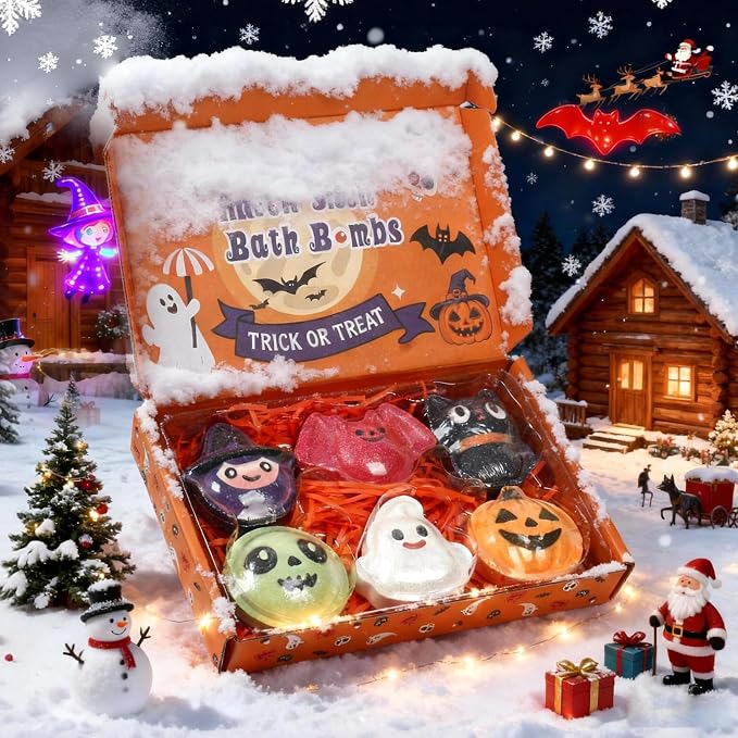 Halloween Bath Bombs for Kids & Women, Handmade Spooky Bath Bomb Set of 6 Fun Shapes – Perfect Gifts for Kids, Skin Care Bathbombs for Girls’ Spooky Celebration | 6 Large Spooky Shapes with Colorful Fizz and Festive Scents, Ideal Gifts for Kids, Hallow...