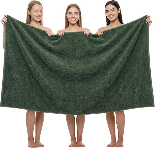 REDKISS Pack of 1 Jumbo Bath Sheet, 40 x 80 Inches Microfiber Oversized Bath Towel for Bathroom, Extra Large & Lightweight, Quick-Dry, Super Soft & Highly Absorbent, Perfect to Wrap Yourself In, Olive