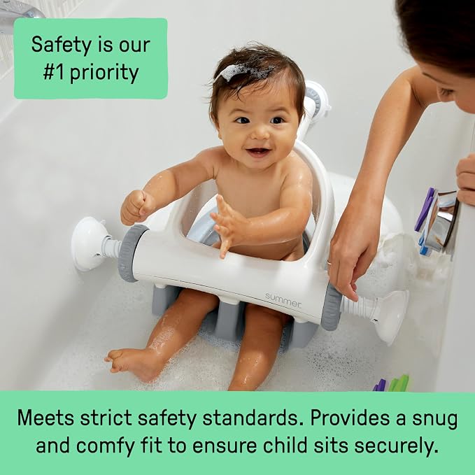 Ingenuity My Bath Seat for Sit-Up Baby Bathing, Sure & Secure Suction Cups, ASTM Safety Tested & Approved, Backrest for Assisted Sitting, Easy Setup & Storage, Aqua