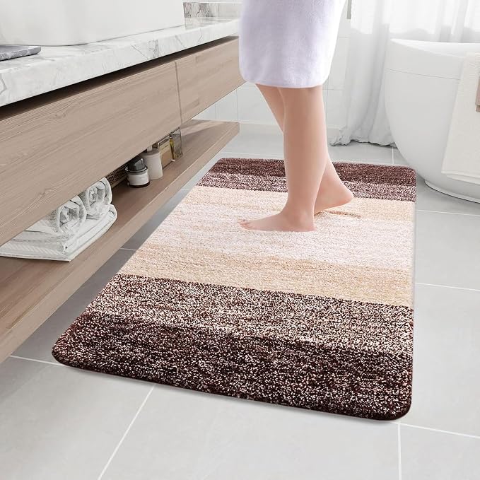 Arotive Microfiber Bathroom Rugs, Shaggy Soft and Absorbent Bath Rug, Thick Plush Machine Washable Dry Bath Mats for Bathroom, Tub and Shower, 47x32, Brown, Rectangular