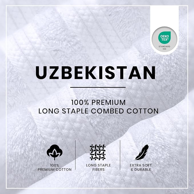 Bath Sheets 2 Pack Extra Large 35 x 70 Inches 600 GSM 100% Ring Spun Combed Uzbek Cotton Bath Towels Oeko-TEX Certified Soft Highly Absorbent Quick Dry – White