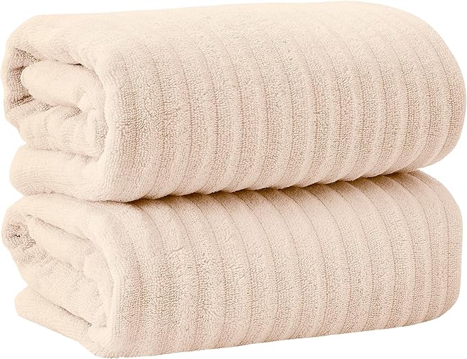 Great Bay Home 2 Pack Bath Sheet Set - 100% Cotton Towel Set - Absorbent & Quick-Dry Towels for Bathroom (Pink Sand)