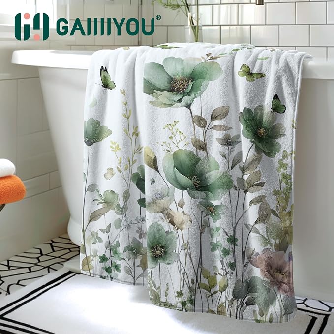 Sage Green Eucalyptus Bathroom Towel Large Thick Absorbent Velvet Bath Sheets for Adult