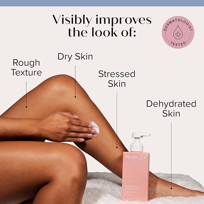 Medix 5.5 Exfoliating AHA Glycolic Acid Face & Body Wash Cleanser + Hyaluronic Acid Moisturizing Body Cream Lotion Skin Care 2-Piece Set, Alpha Hydroxy & Lactic Foaming Face Wash