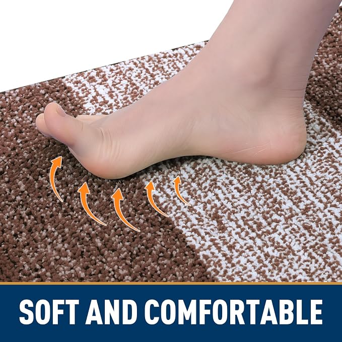 Smiry Dog Door Mat for Muddy Paws, Absorbs Moisture and Dirt, Low-Profile Entryway Mat with Non-Slip Backing, Entry Indoor Outdoor Doormat for Inside Floor (30x17 Inches, Brown, Striped)