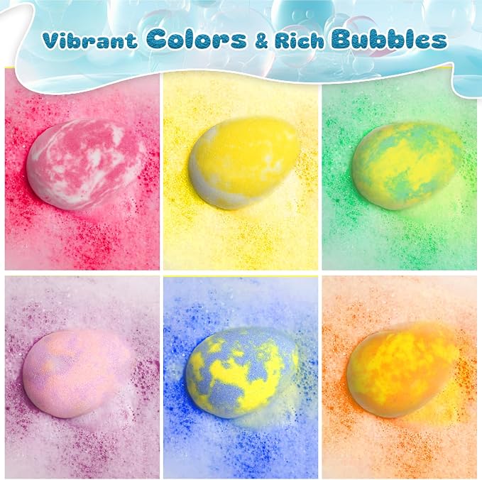 Bath Bombs for Kids with Surprise Toys Inside, 12 Pack Dinosaur Bath Bombs with Dino Toy & Suction Cup Bath Toys, Birthdays Gifts for Boys Girls, Colorful Bubble Bath Fizzy Ball for Kids Christmas