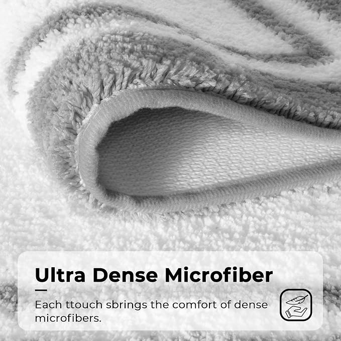 GRANNY SAYS Microfiber Bathroom Rugs Non Slip Washable, Water Absorbent Bathroom Mats for Tub Non Slip, Soft Bath Mats for Bath Floor & Shower, Long Bath Rug, 24" x 48", Grey Rug