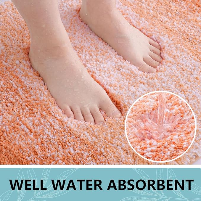 Arotive Microfiber Bathroom Rugs, Shaggy Soft and Absorbent Bath Rug, Thick Plush Machine Washable Dry Bath Mats for Bathroom, Tub and Shower, 70x24, Orange, Rectangular