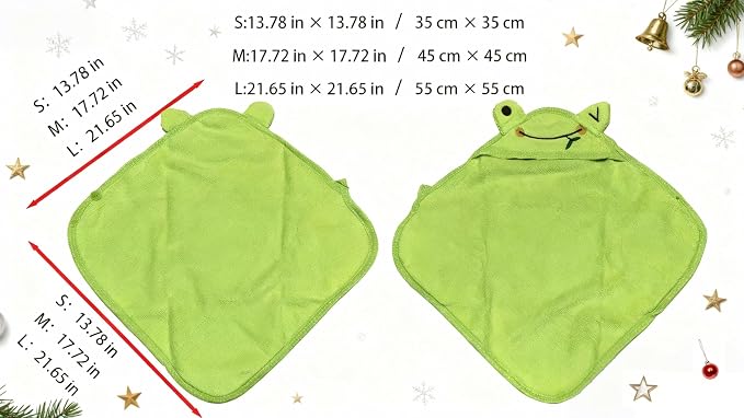 Dog Hooded Bathrobe Towel Fast Drying Absorbent Bath Warm Blanket | Green L