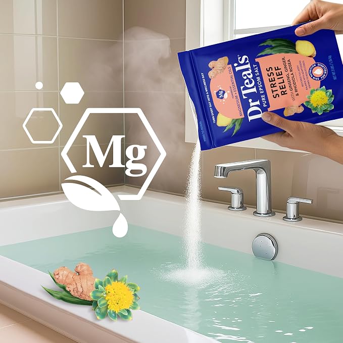 Dr Teal's Epsom Salt Magnesium Soak, Stress Relief with Essential Oils, 3 lbs