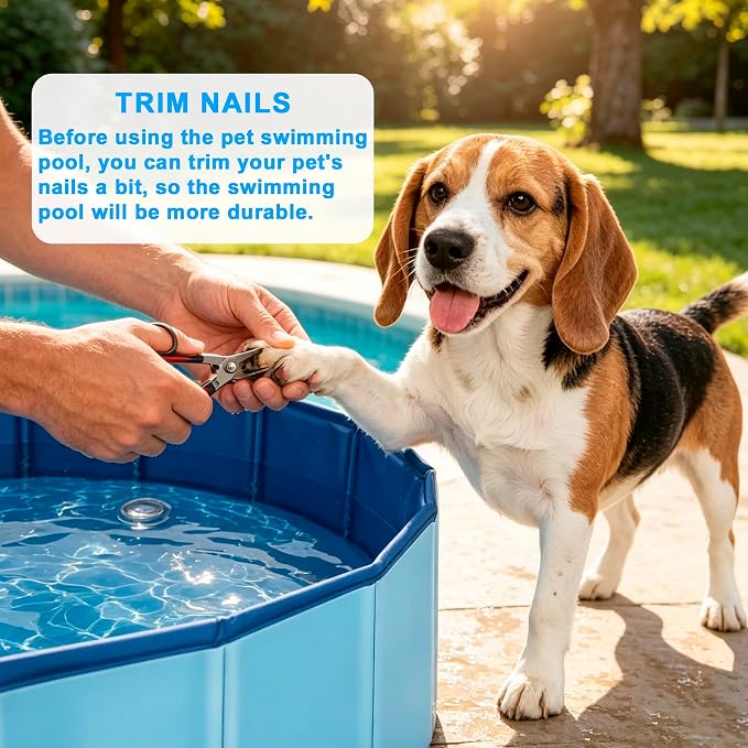 Koliva Foldable Pet Swimming Pool 24x8 Inch, Dog Bath Tub with Drain Hole & Pet Brush | Non-slip bottom & drain outlet, lightweight, for dog cat puppy bathing & play