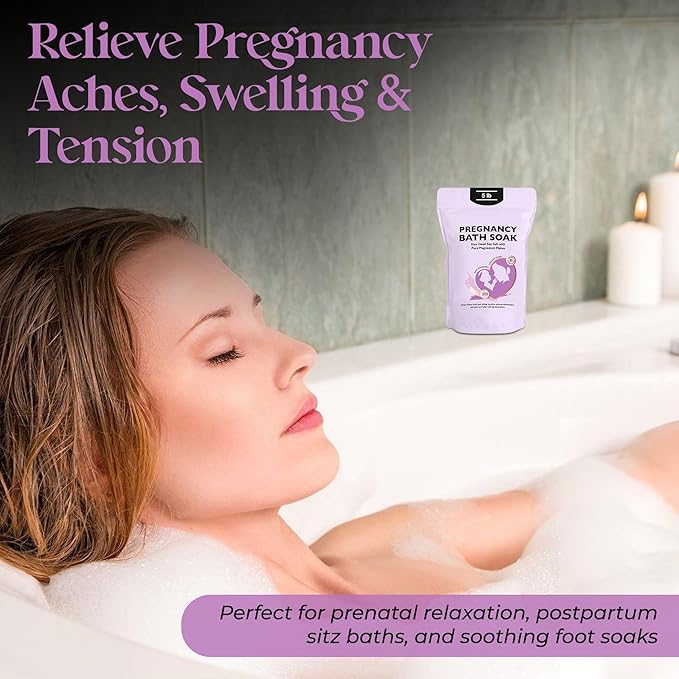 Aromasong Dead Sea Pregnancy Bath Soak 5 LB - Natural Lavender Pure Magnesium Flakes & Minerals - Pregnancy, Postpartum Muscle Ache & Leg Discomfort - Better Absorbs Than Epsom (Packaging May Vary)