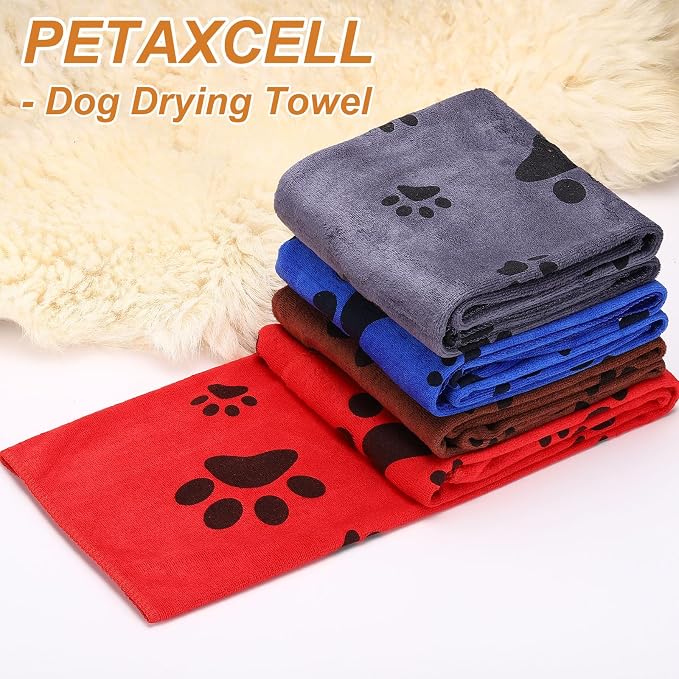 Microfiber Dog Towels for Drying Dogs, 40 x 20 Absorbent Soft Pet Grooming Towel Perfect Dog Shower & Bath Supplies Gray/Reddish Brown, 2 Pcs, Intended for Large/Medium/Small Dogs