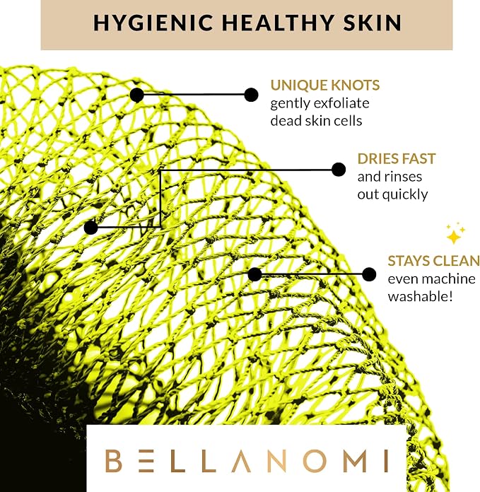 BELLANOMI African Exfoliating Net Sponge, Authentic, Ethically sourced from Nigeria, 45 inches Long, Back Scrubber for Daily use (Keylime)