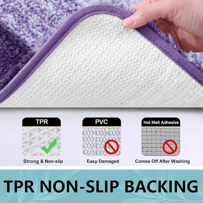 Arotive Microfiber Bathroom Rugs, Shaggy Soft and Absorbent Bath Rug, Thick Plush Machine Washable Dry Bath Mats for Bathroom, Tub and Shower, 24x16, Dark Purple, Rectangular