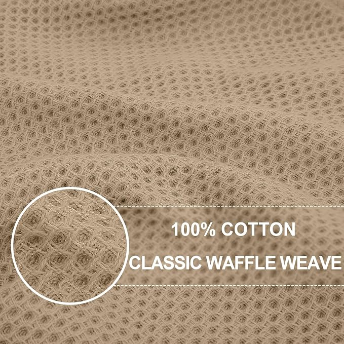 Homaxy 100% Cotton Oversized Waffle Weave Kitchen Dish Towels, Ultra Soft Absorbent Quick Drying Cleaning Towel, 20x28 Inches, 8-Pack, Tan