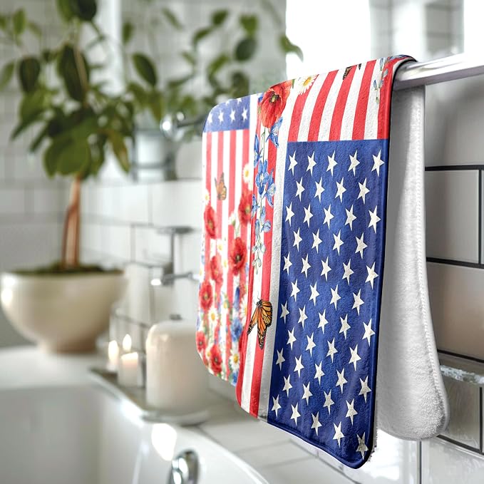 4th of July Hand Towel Highly Absorbent Kitchen Towel Set for Patriotic Memorial Day