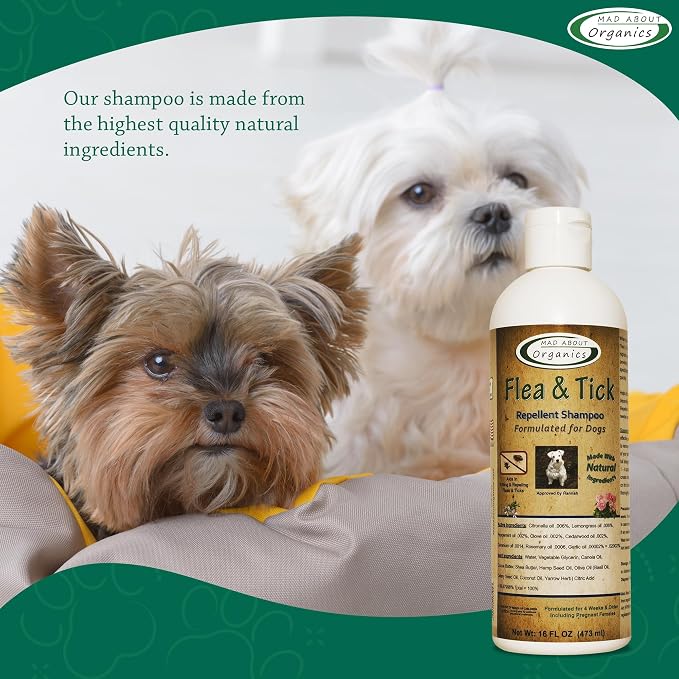 Flea & Tick Protection Shampoo for Dogs – Formulated to Deter Bugs – Gentle for Puppies 4 Weeks & Older and Suitable for Pregnant Dogs – pH Balanced for Regular Use, 16 FL OZ