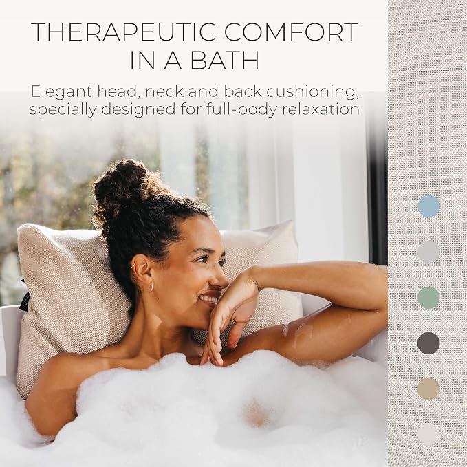 BADESOFA® Luxury Bath Pillow S - Ultra Comfortable & Quick-Drying Bath Back Pillow - Washable Full Body Bath Pillow for Bathtub - Therapeutic Head and Neck Support - Luxury Spa Cushion in Ivory Pearl