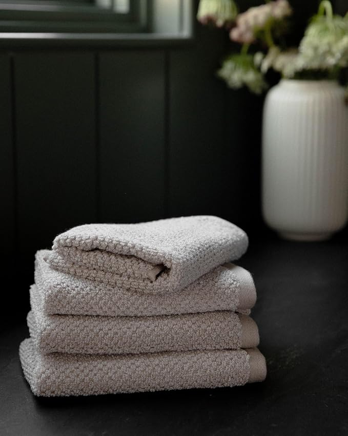 Cozy Earth Nantucket 60% Cotton 40% Viscose from Bamboo Washcloth - 600 GSM Plush & Fast-Drying with Rice Weave Pattern - 4 Pack 13" x 13" Luxury Washcloth - Sand