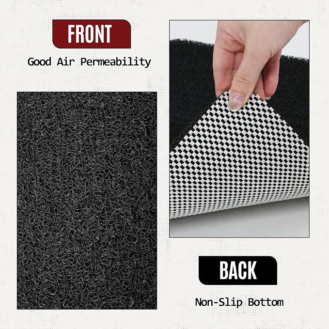 Joyhalo Shower Mat Bathtub Mat Non Slip, Bathmats Non Slip, Quick Drying Foot Scrubber Loofah Mats for Shower, Tub, Bathroom, Home, 24x24inch, Black
