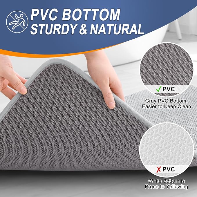 OLANLY Thick Memory Foam Large Bathroom Rugs 50x30, Extra Soft Absorbent Bath Rug, Quick Dry Bath Mat, Non-Slip, Machine Washable Mats for Bathroom, Tub and Shower, Home Decor Accessories, Light Grey