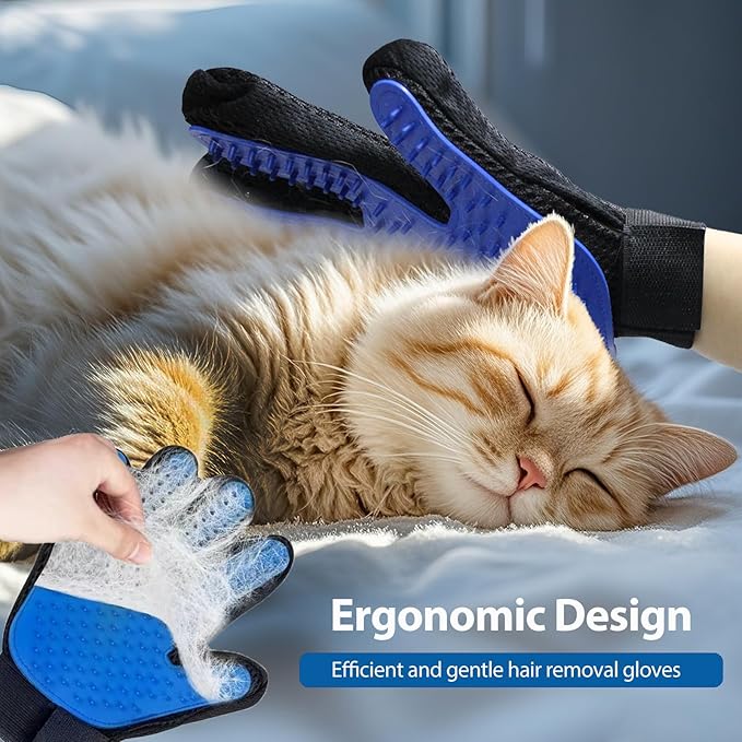 NVNAN 5-Piece Dog Grooming Brush Set with Grooming Gloves | Includes deshedding comb, shampoo brush, and pet hair removal tools for shedding, bathing, and brushing