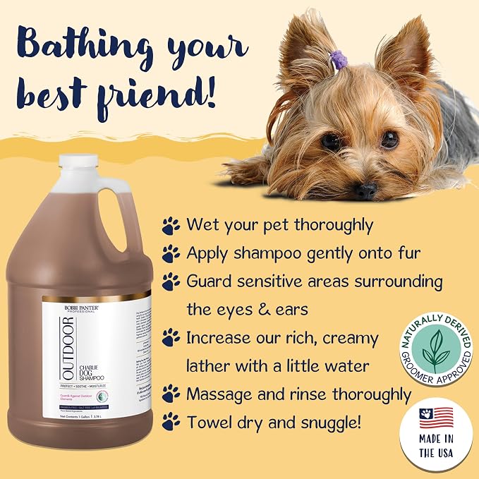 Bobbi Panter Outdoor Dog Shampoo Citronella, Cedarwood & Lavender – Protective Natural Formula for Outdoor Exposure, Cleanses & Soothes Skin, Tear-Free, 20:1 Concentrate, Made in USA, 1 Gallon