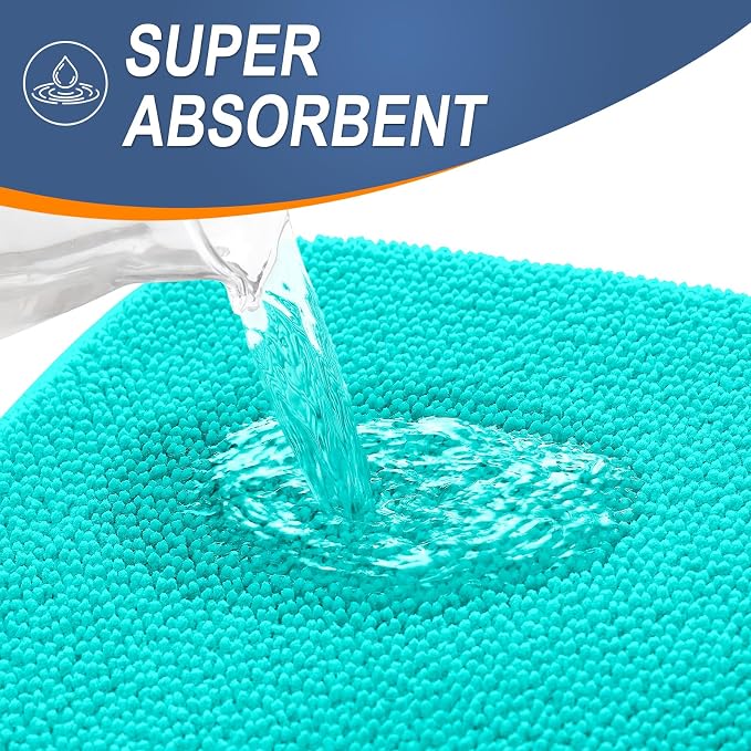 OLANLY Thick Memory Foam Bath Mats Rugs 36x24, Extra Soft Absorbent Bathroom Rug, Quick Dry Bath Mat, Non-Slip, Machine Washable Carpet for Bathroom, Tub and Shower, Home Decor Accessories, Teal