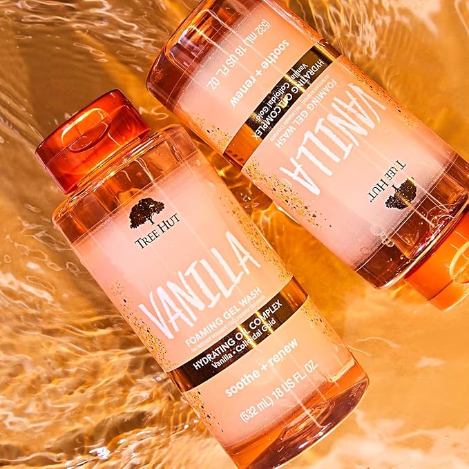 Tree Hut Vanilla Body Wash, Hydrating & Moisturizing Shower Gel with Shea Butter & Essential Oils, Soft Smooth Glowing Skin, Gentle Cleanser For All Skin Types, Self Care Gifts for Women, 18 Fl Oz