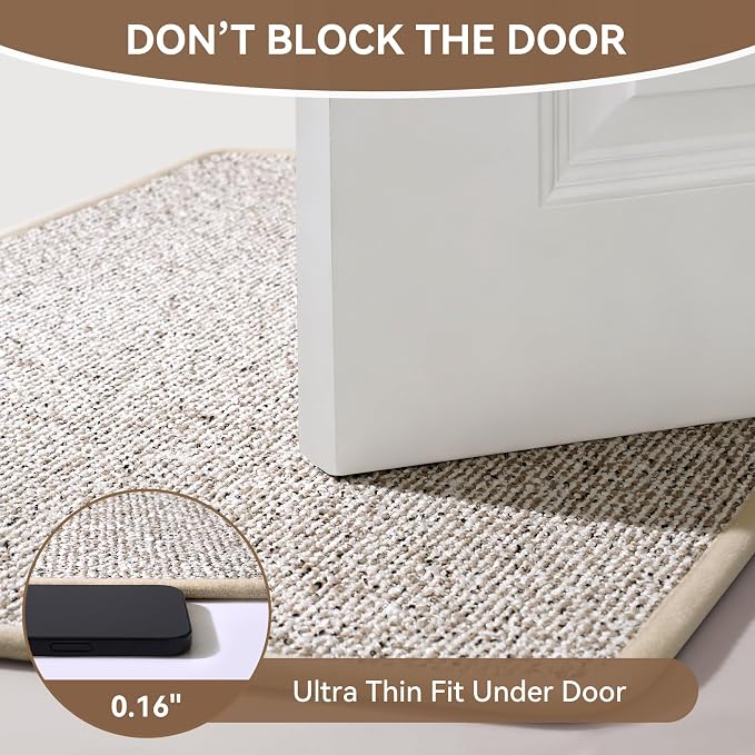 Non Slip Bathroom Rugs Washable, Rubber Backing Bath Mat, Absorbent Quick Dry Floor Mats for Bathroom, Outside Shower and Sink, Thin Bath Rugs Fits Under Door, 24”x35”, Brown