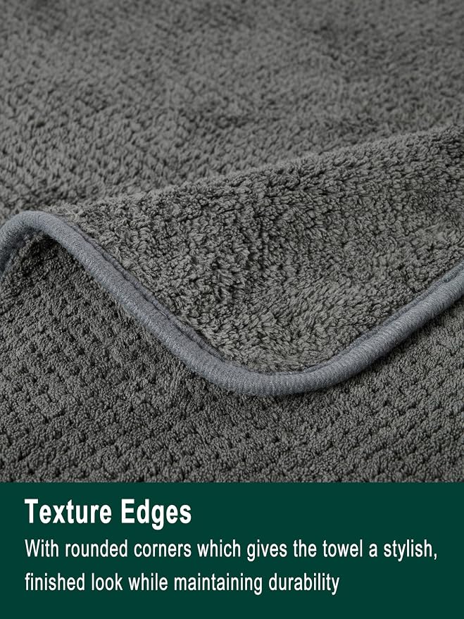 Extra Large Bath Sheet Set 3-Piece, 1 Bath Towel 40x80 Inches, 1 Hand Towel, 1 Washcloth, Soft Absorbent Quick Dry Microfiber Towel for Bathroom Beach Pool Gym Spa, Charcoal Gray
