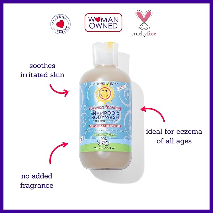 California Baby Eczema Treatment Set | 2oz Eczema Cream + 8.5oz Eczema Body Wash | Colloidal Oatmeal + Aloe Vera | Steroid-Free | Hypoallergenic