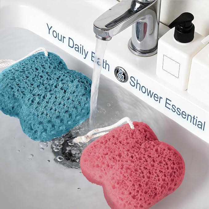Bath Sponge for Shower Exfoliating, 2Pcs Sponges for Body Wash Bathing, Soft Loofah Sponge Bath Foam for Gentle Deep Cleansing & Delicate Dry Skin