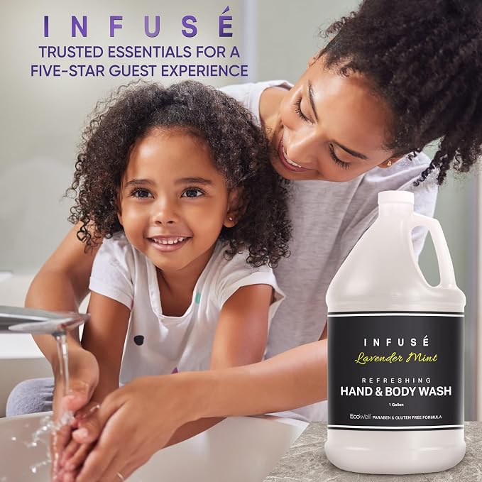 Infuse Hotel Hand & Body Wash | 1 Gallon | For Hospitality & Vacation Rentals to Refill Dispensers | (4 Gallons)