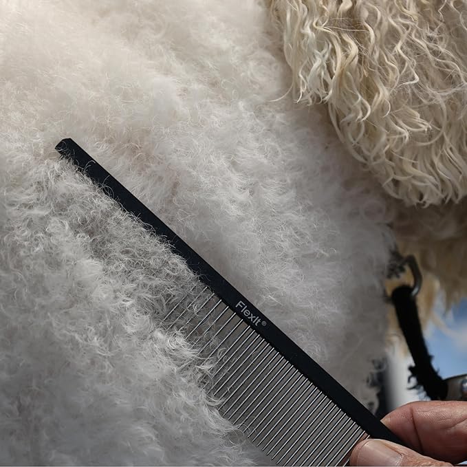 FlexIt Dog Grooming Comb - Perfect for Use with FlexIt Flexible Slicker Brush for Dogs - Built for Poodles, Golden Doodles, Huskies, Retrievers, and Labradoodles (Comb Only)